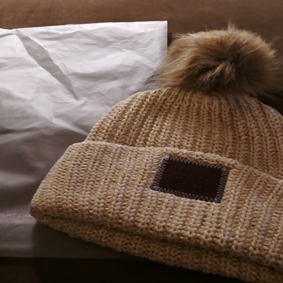 Love Your Melon Accessories - NEW Love Your Melon Khaki Cuffed Pom Beanie
